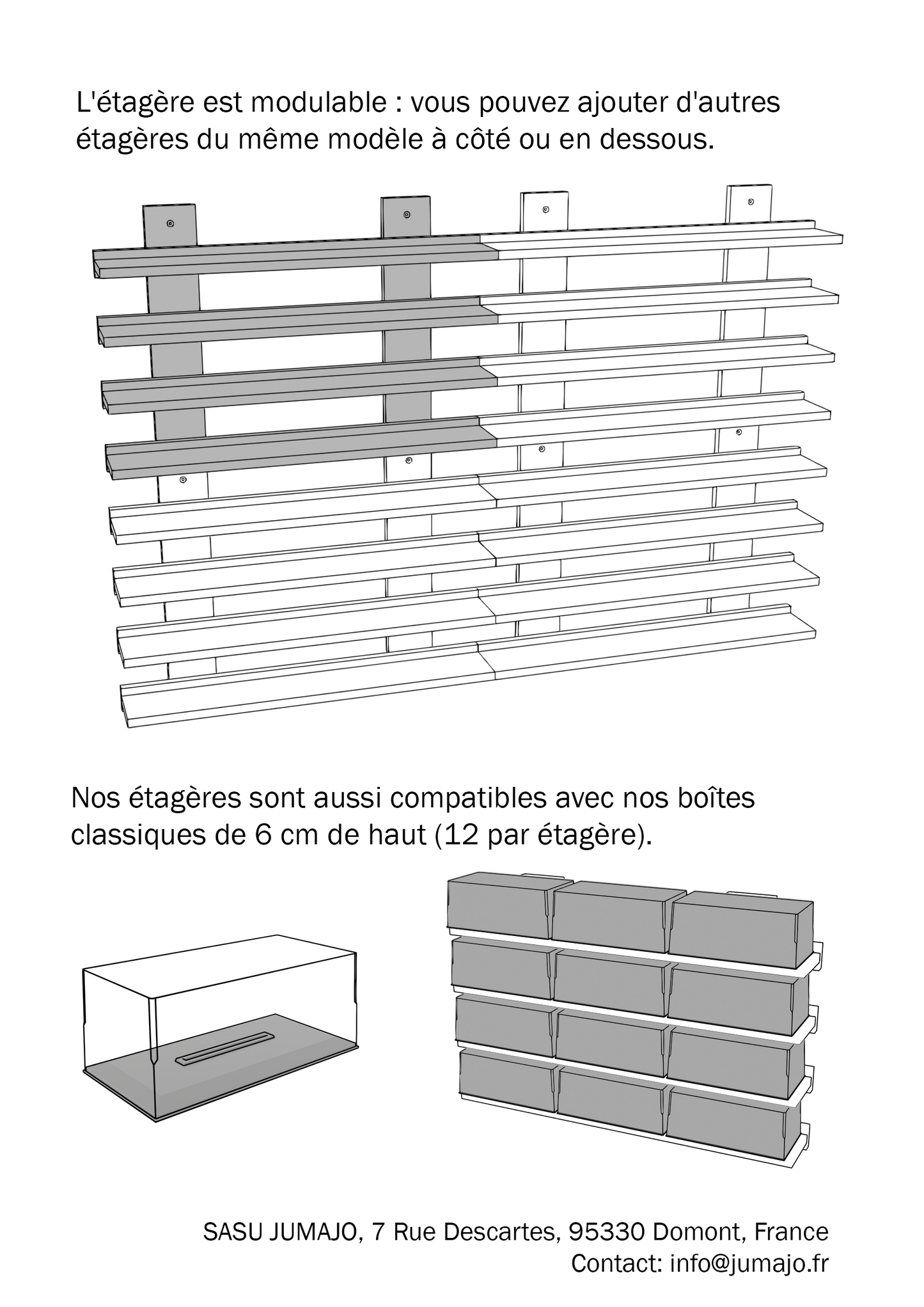 ETA1 Etagère en bois (MDF) à monter pour 12 voitures 1/43 (SANS VOITURES)
