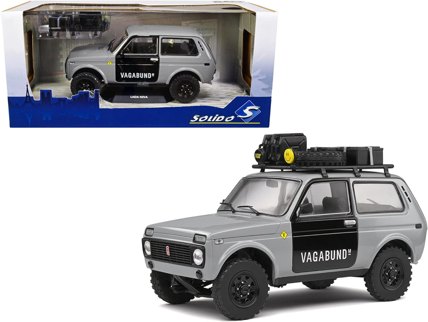 DH302 Voiture 1/18 SOLIDO : Lada Niva Vlada 1980 Vagabund Moto