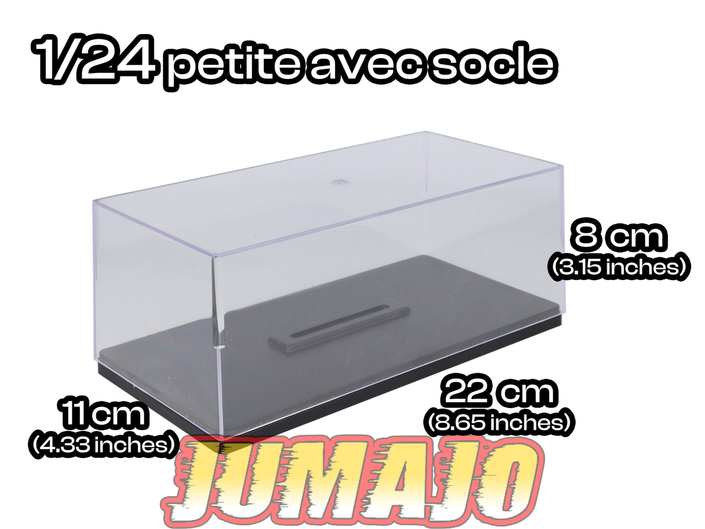 BTE10 Boîtes vitrines 1/24 basse : Lot de 3 boîtes avec socles taille base 11 x 22 x 8cm