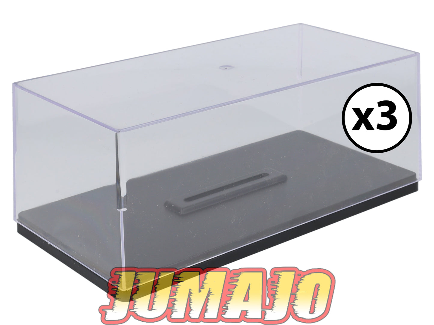 BTE10 Boîtes vitrines 1/24 basse : Lot de 3 boîtes avec socles taille base 11 x 22 x 8cm