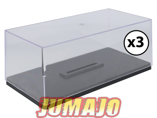 BTE10 Boîtes vitrines 1/24 basse : Lot de 3 boîtes avec socles taille base 11 x 22 x 8cm
