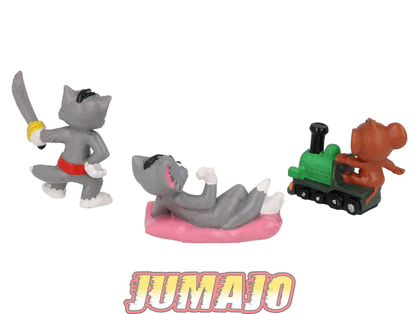 FIG124 Lot 3 figurines PVC Comics spain Bully 2000 6cm Tom coussin & Jerry fromage