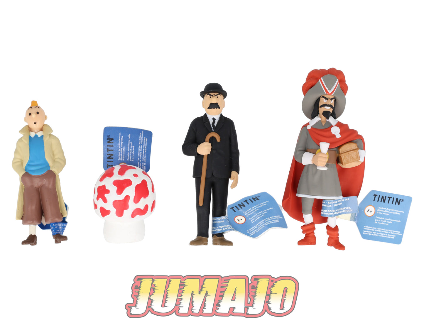 FIG129 Lot 4 Figurines PVC Tintin, Tim, Kuifje MOULINSART 9.5cm : Tintin + Champignon + Dupont