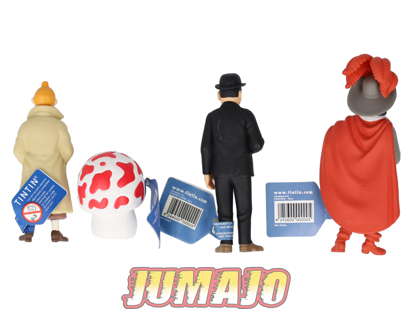 FIG129 Lot 4 Figurines PVC Tintin, Tim, Kuifje MOULINSART 9.5cm : Tintin + Champignon + Dupont