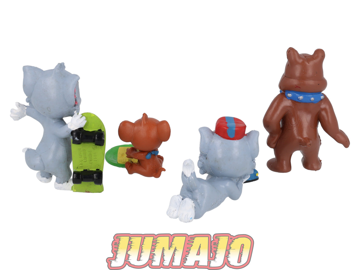 FIG143 Lot 4 figurines PVC Comics spain 7cm Tom Skateboard, Spike & Jerry fromage