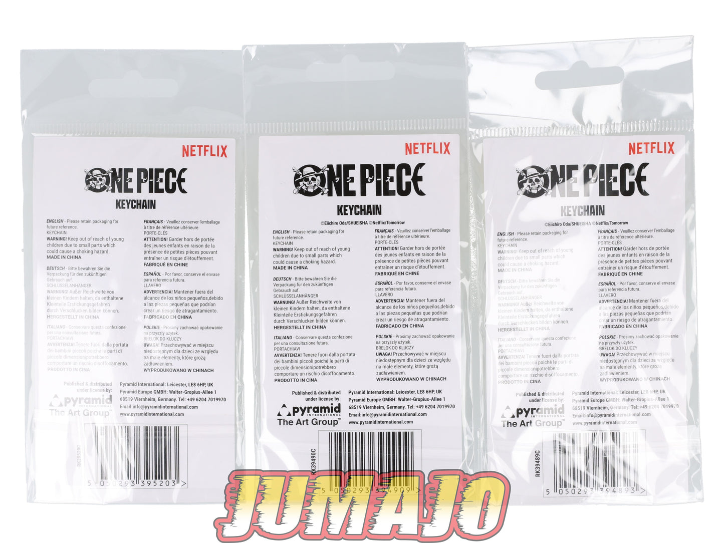 FIG148 Lot de 3 porte-clefs One Piece : Vogue merry, Luffy & tête de mort