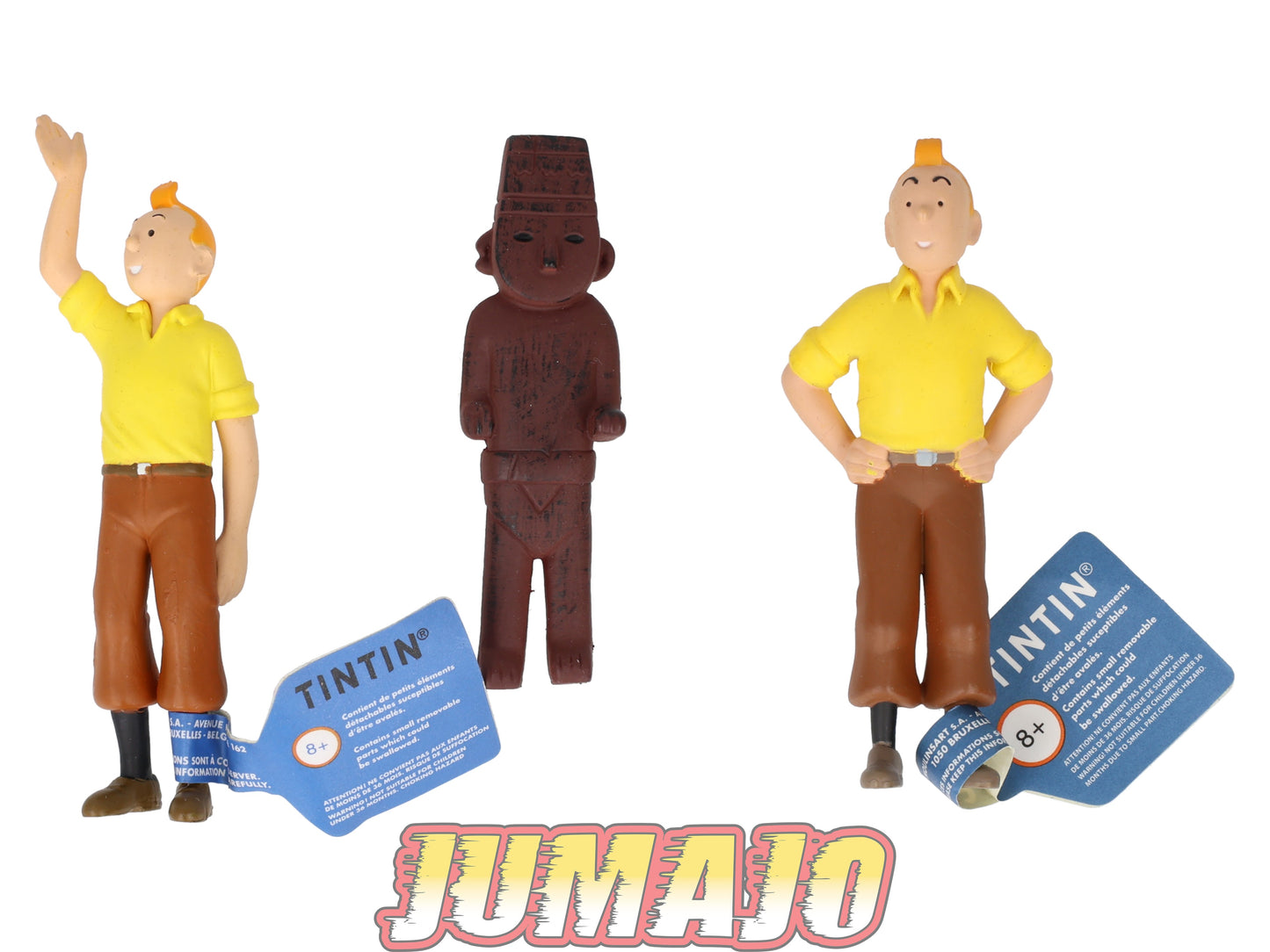 FIG150 Lot 3 Figurines PVC Tintin, Tim, Kuifje MOULINSART : Tintin + Totem 8cm