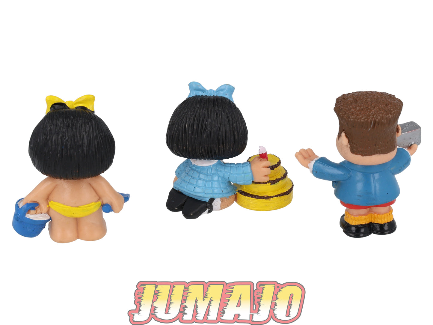 FIG151 3 Figurine PVC Comics Spain MAFALDA Quino 5cm : Mafalda Plage, Gâteau & Manolito