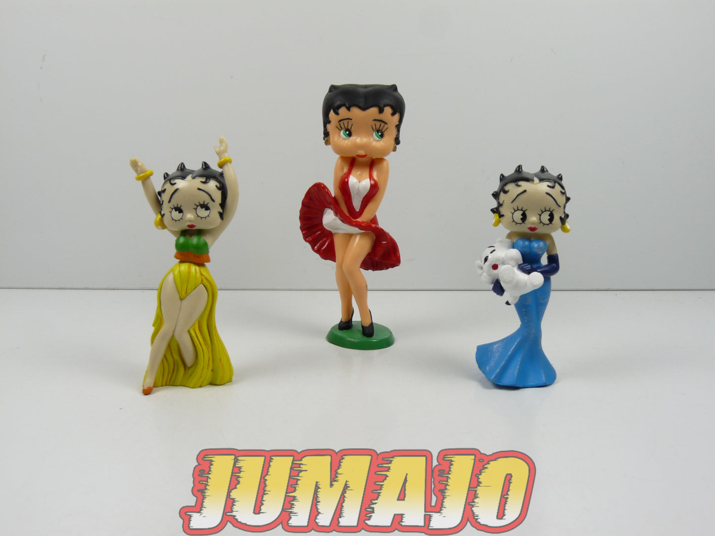 FIG152 : Lot de 3 figurines PVC Betty Boop PLASTOY/BULLY 10.5cm : Betty Boop soirée + Marilyn + Danse