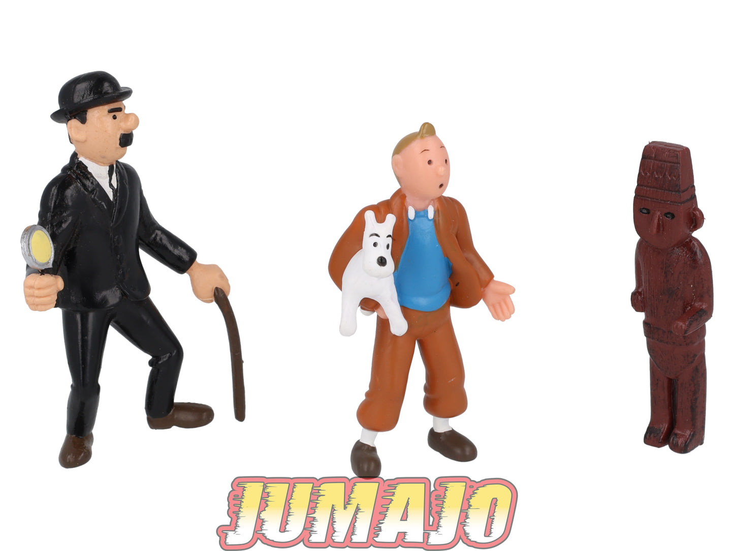 FIG38 Lot 3 figurines PVC Tintin, Tim, Kuifje PLASTOY 1994 8cm : Dupond, Tintin & Totem
