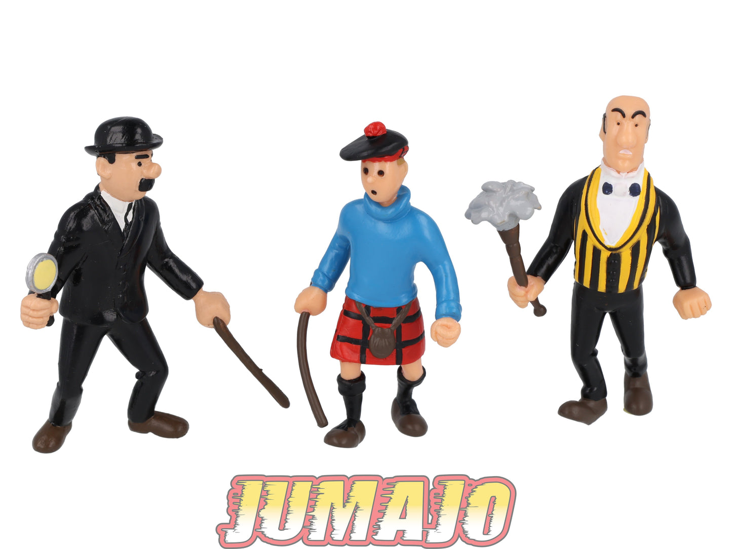 FIG98 Lot 3 figurines PVC Tintin, Tim, Kuifje PLASTOY 1994 8cm : Dupond, Tintin & Nestor