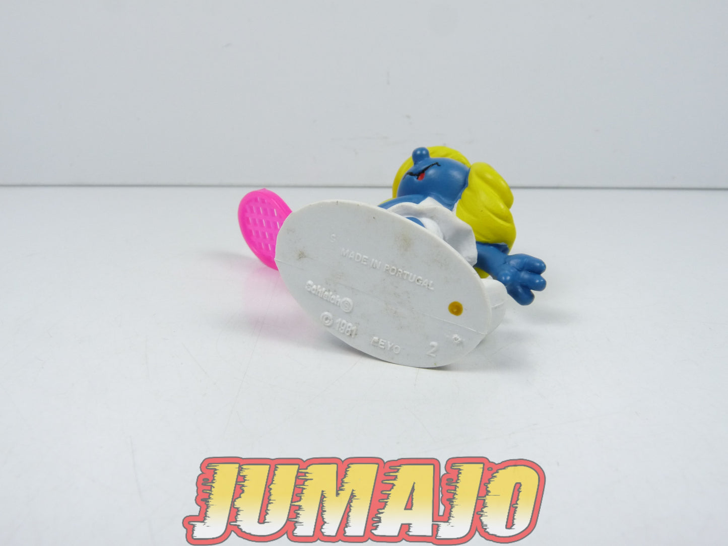 FIGZ14 PVC SCHLEICH Schtroumpfs smurf : Schtroumpfette Tennis raquette rose 6cm
