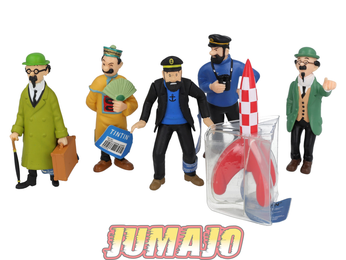 FIGZ50 Lot 6 Figurines PVC Tintin, Tim, Kuifje MOULINSART 8cm : Fusée + Tournesol + Haddock