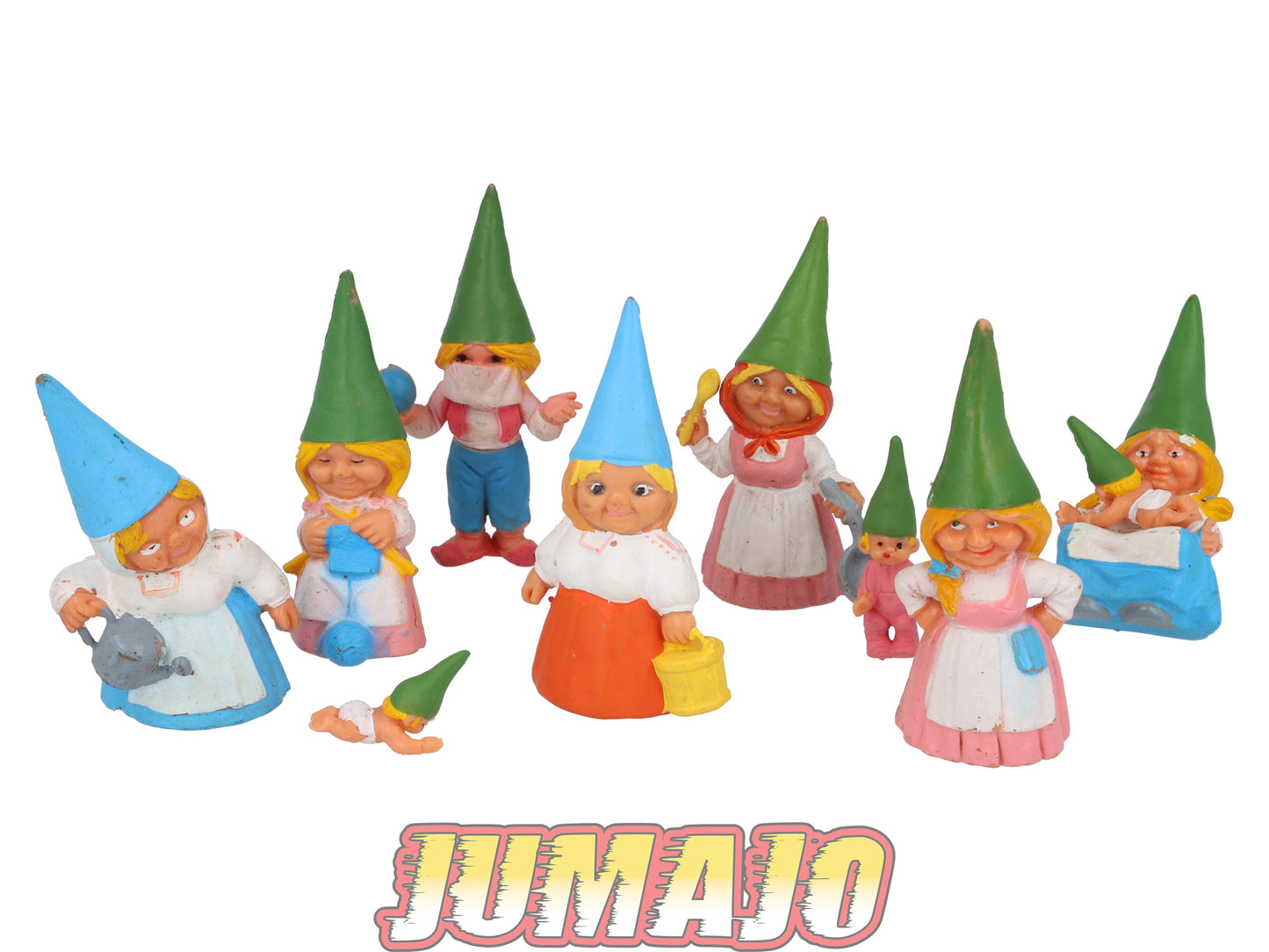 FIGZ55 Lot 10 figurines PVC UNIEBOEK David le gnome 8.5cm : OCCASION 3 x bébés, Cuisinière & Arrosoir