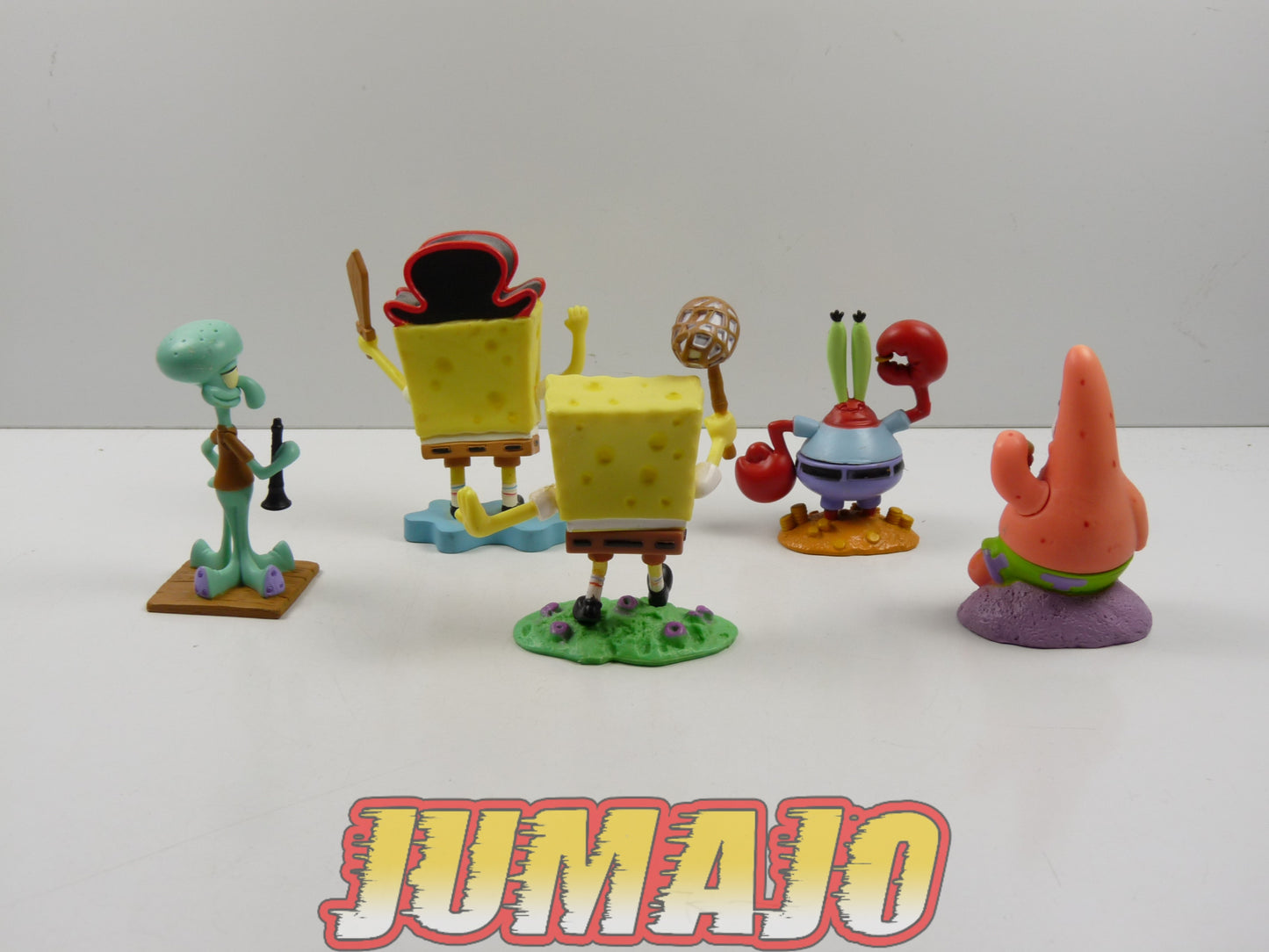 FIGZ (O) : Lot de 5 figurines Bob l'éponge VIACOM 2003 8cm : Bob l'éponge + Carlos + Mr.Krabs + Patrick