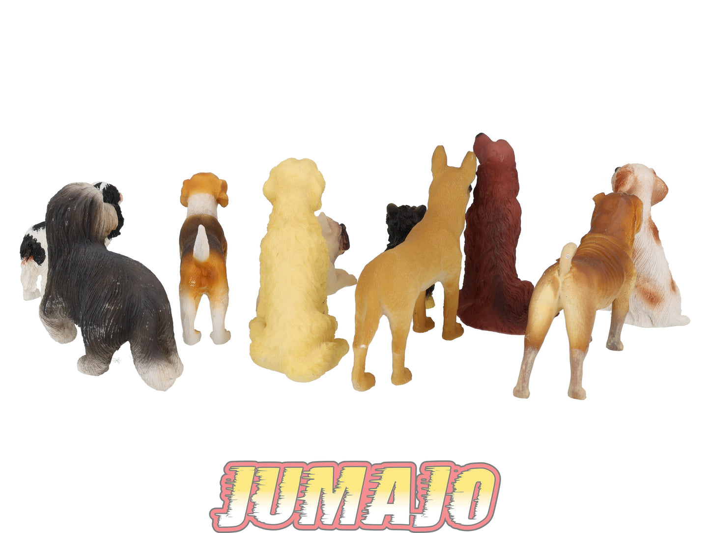 LC10 Lot 10 chiens Résine 6 à 10 cm : Shar-Peï, Malinois, Golden Retreiver