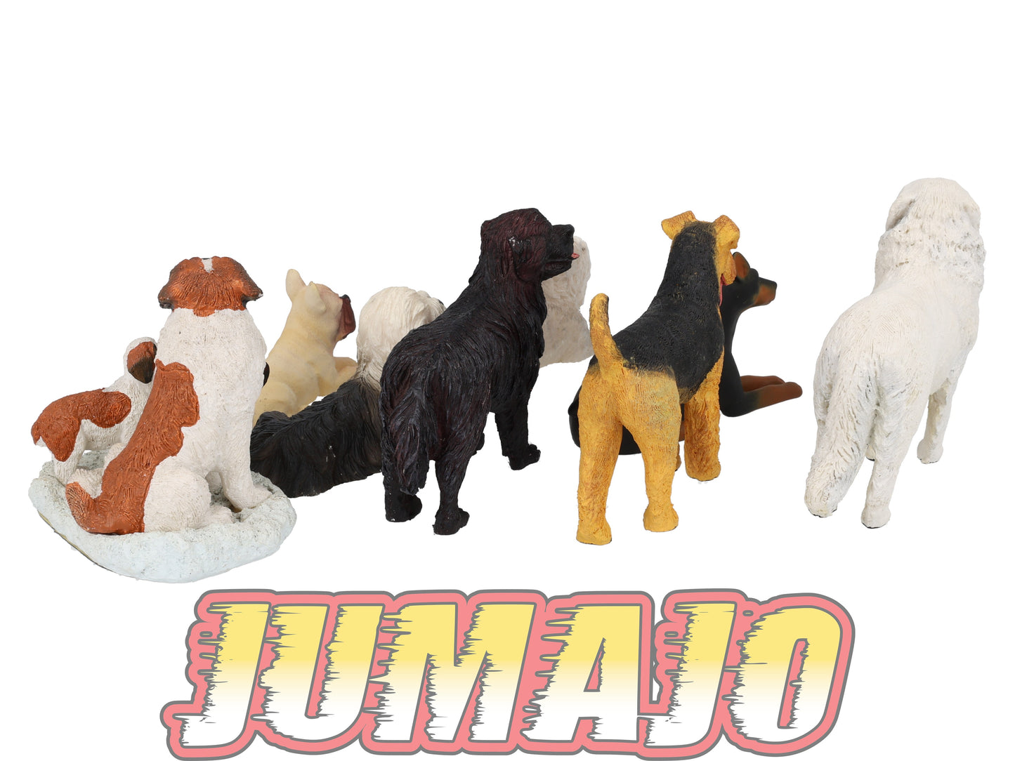 LC11 Lot 8 chiens Résine 6 à 10 cm : Saint-Bernard, Airedale Terrier, Doberman
