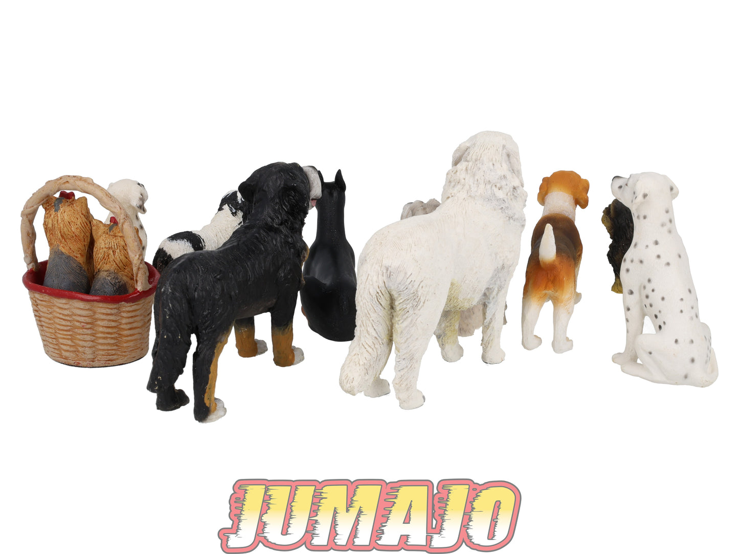 LC12 Lot 10 chiens Résine 6 à 10 cm : Dalmatiens, Yorkshire, Beagle & Doberman