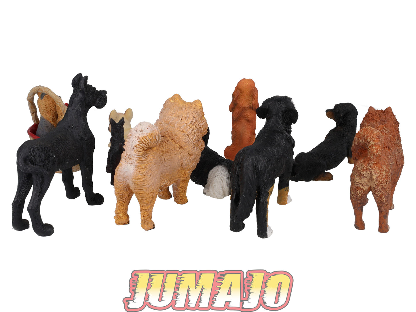 LC15 Lot 10 chiens Résine 6 à 10 cm : Yorshire, Chow Chow, Bouledogue français