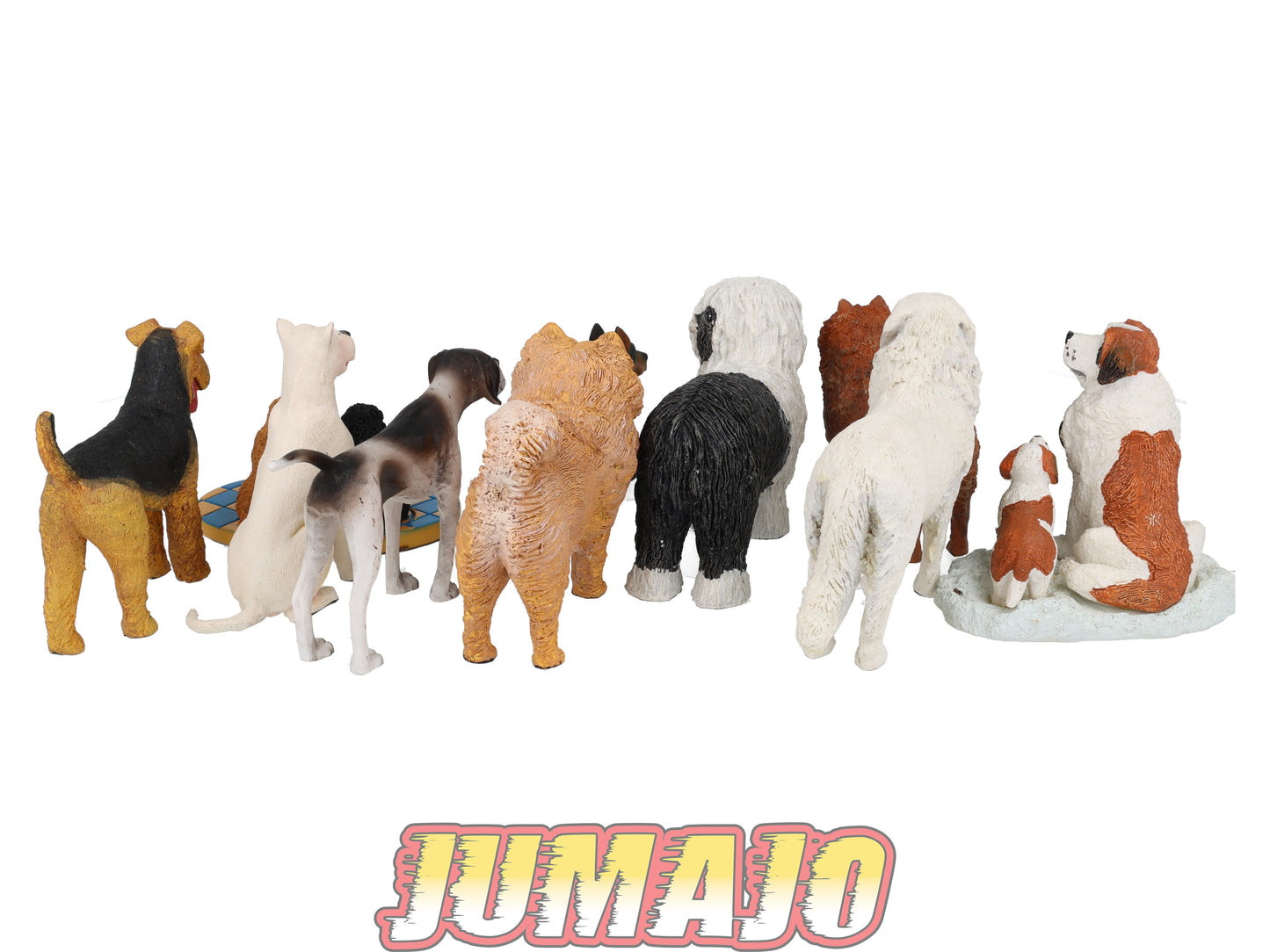 LC4 Lot 10 chiens Résine 6 à 10 cm : Dogue Argentin, Chow-Chow et Doberman