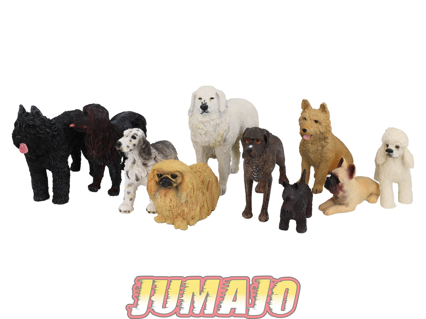 LC5 Lot 10 chiens Résine 6 à 10 cm : Caniche, Bouledogue français