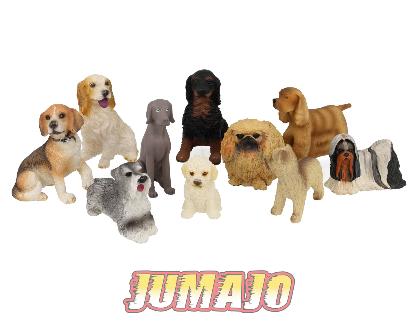 LC7 Lot 10 chiens Résine 6 à 10 cm : Shih tzu, Pékinois, braque, Labrite