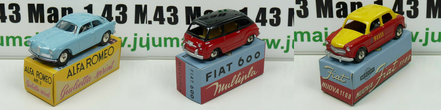 MRY1+2+3 LOT 3 Voiture 1/48 MERCURY hachette : Alfa Romeo Giulietta Fiat 600 1100
