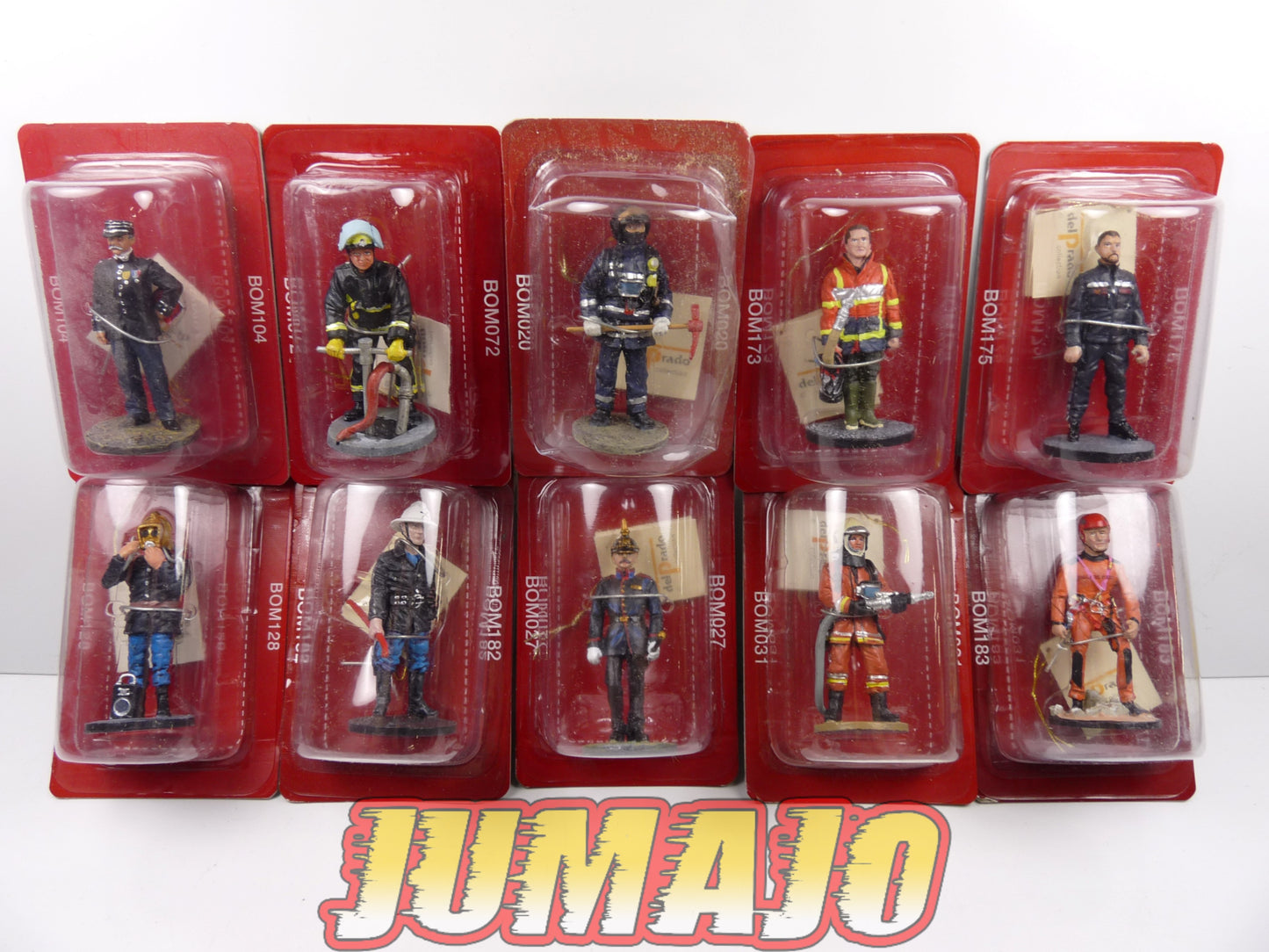 P17 lot de 10 SOLDATS POMPIERS DEL PRADO 1/32 ITA ALL FRA ESP BEL IRL
