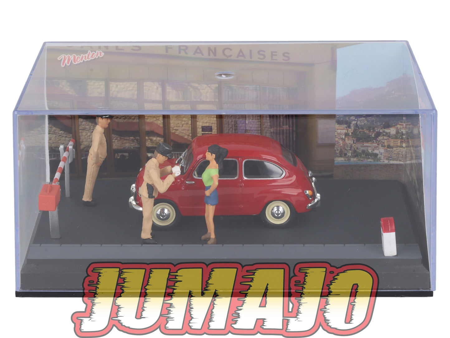 NB22 Voiture IXO 1/43 Diorama Route bleue FIAT 600 La douane