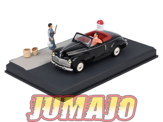 NB37 Voiture IXO 1/43 Diorama Route bleue PEUGEOT 203 cabriolet Les balais de Lapalud