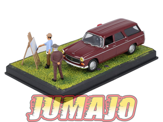 NB44 Voiture IXO 1/43 Diorama Route bleue PEUGEOT 404 break Le peintre