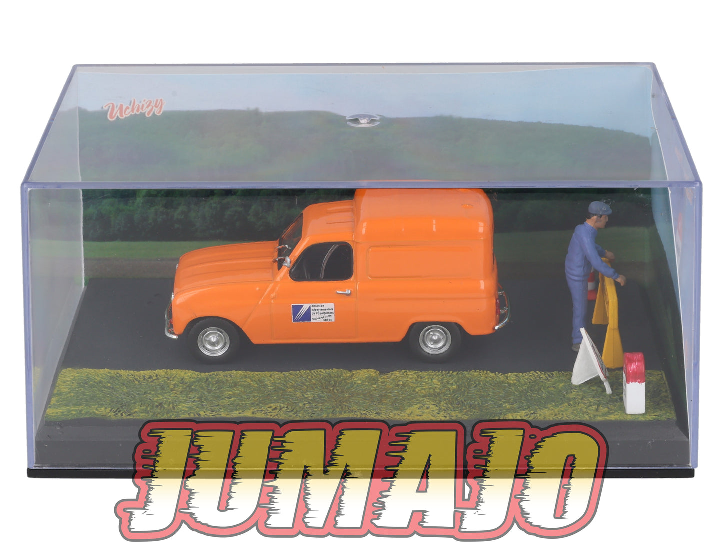 NB47 Voiture IXO 1/43 Diorama Route bleue RENAULT 4 Fourgonnette Les travaux routiers