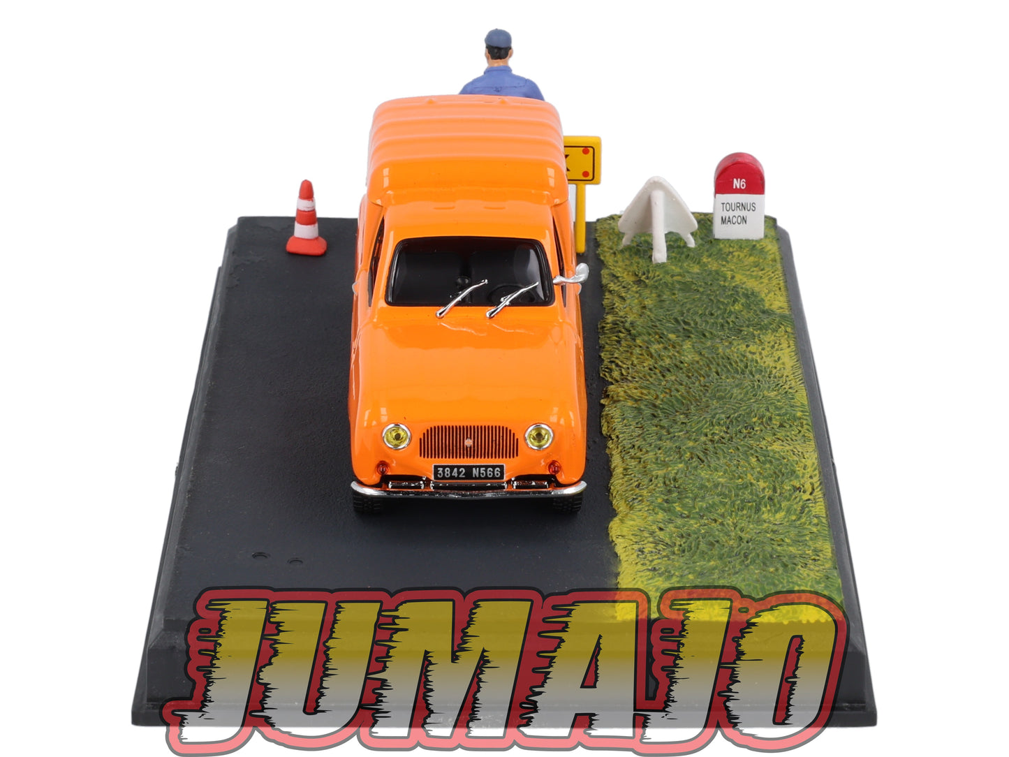 NB47 Voiture IXO 1/43 Diorama Route bleue RENAULT 4 Fourgonnette Les travaux routiers