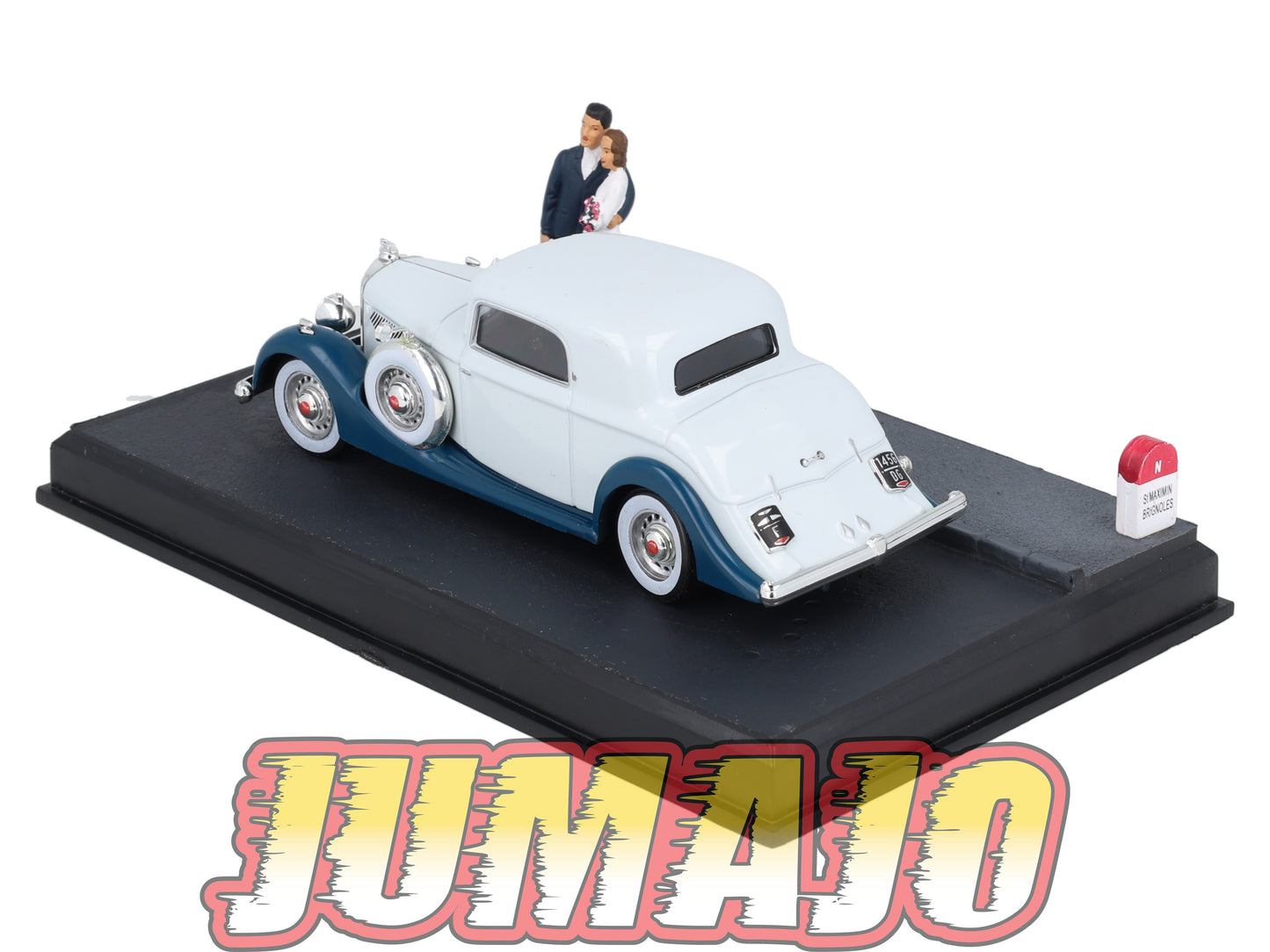 NB50 Voiture IXO 1/43 Diorama Route bleue PANHARD 6 C6 Faux cabriolet Les mariés
