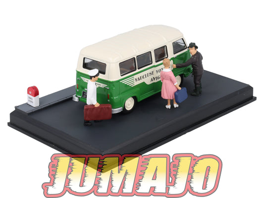 NB52 Voiture IXO 1/43 Diorama Route bleue RENAULT Estafette Les touristes