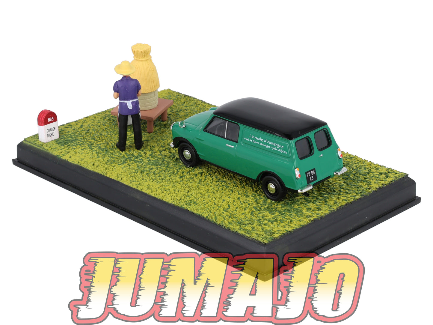 NB62 Voiture IXO 1/43 Diorama Route bleue Morris MINI Van L'apiculteur