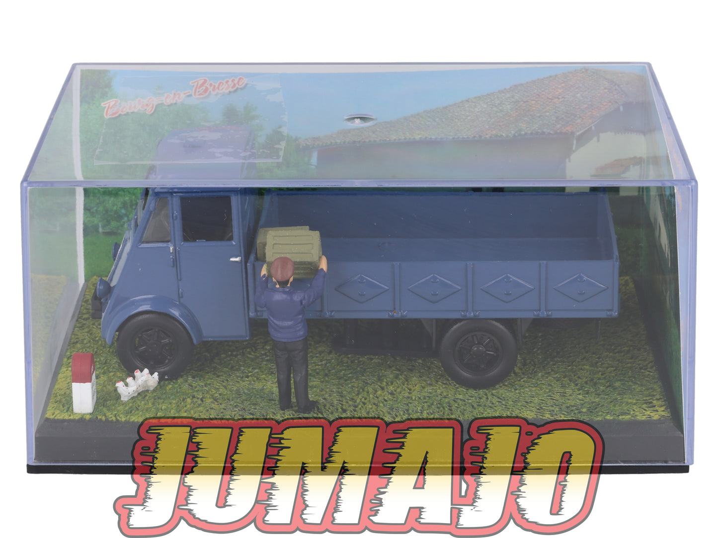 NB65 Voiture IXO 1/43 Diorama Route bleue RENAULT AHN L'éleveur de poulet