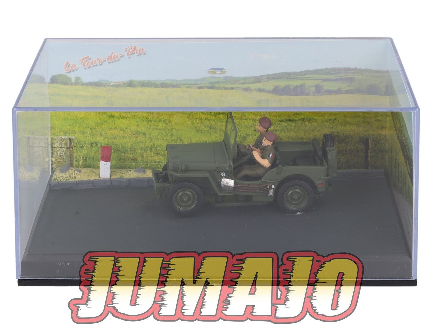 NB66 Voiture IXO 1/43 Diorama Route bleue JEEP Willys Manoeuvre militaire