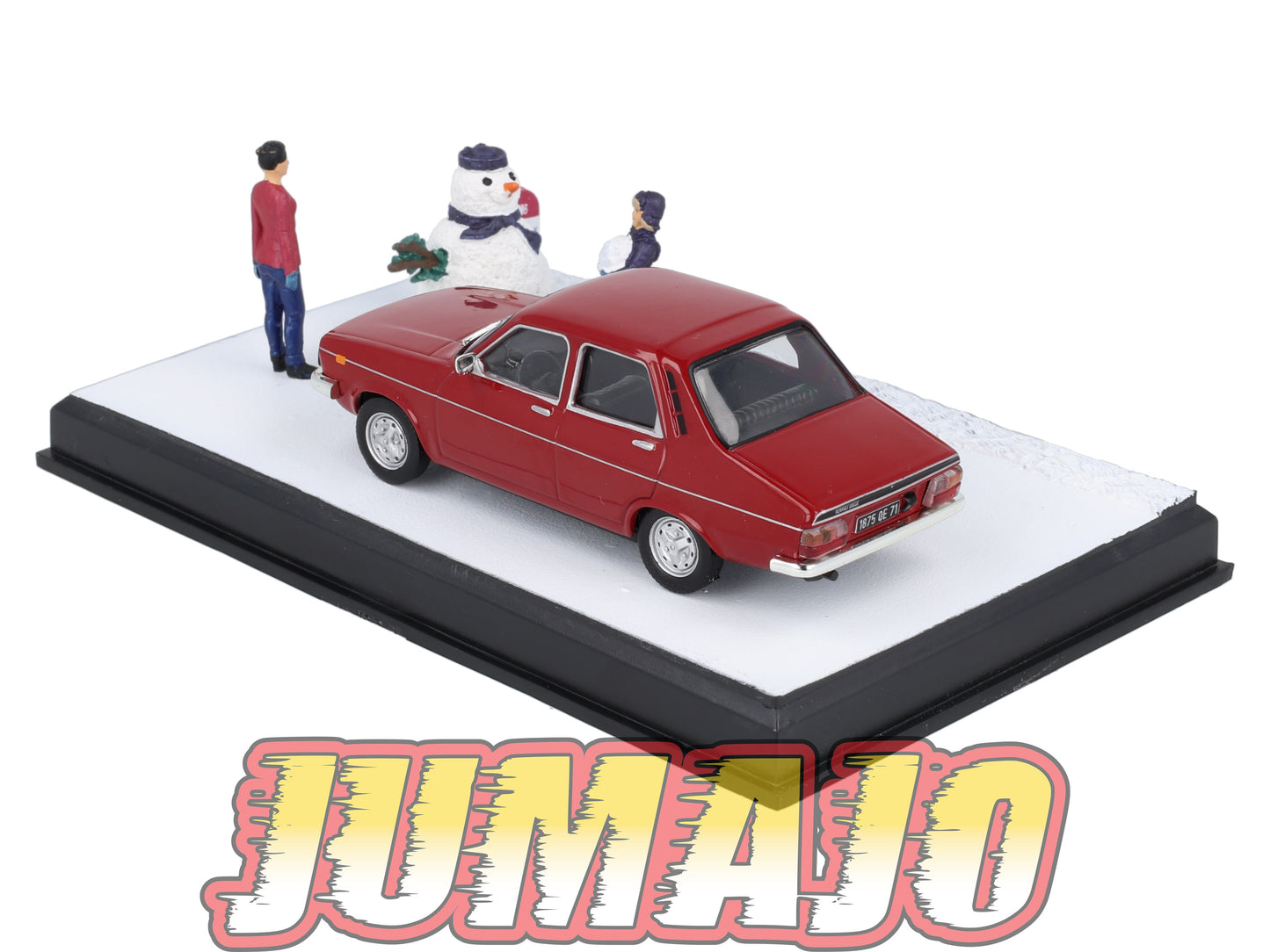 NB68 Voiture IXO 1/43 Diorama Route bleue RENAULT 12 bonhomme de neige