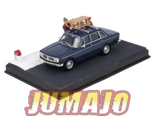 NB69 Voiture IXO 1/43 Diorama Route bleue VOLVO 144 Les skieurs