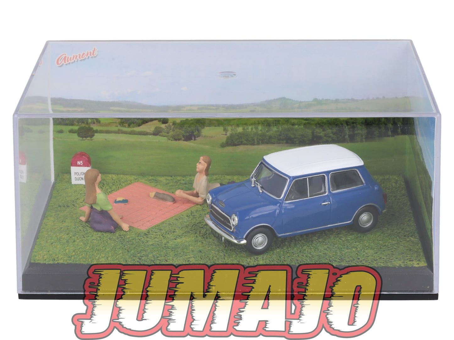 NB73 Voiture IXO 1/43 Diorama Route bleue AUSTIN Mini La partie de cartes