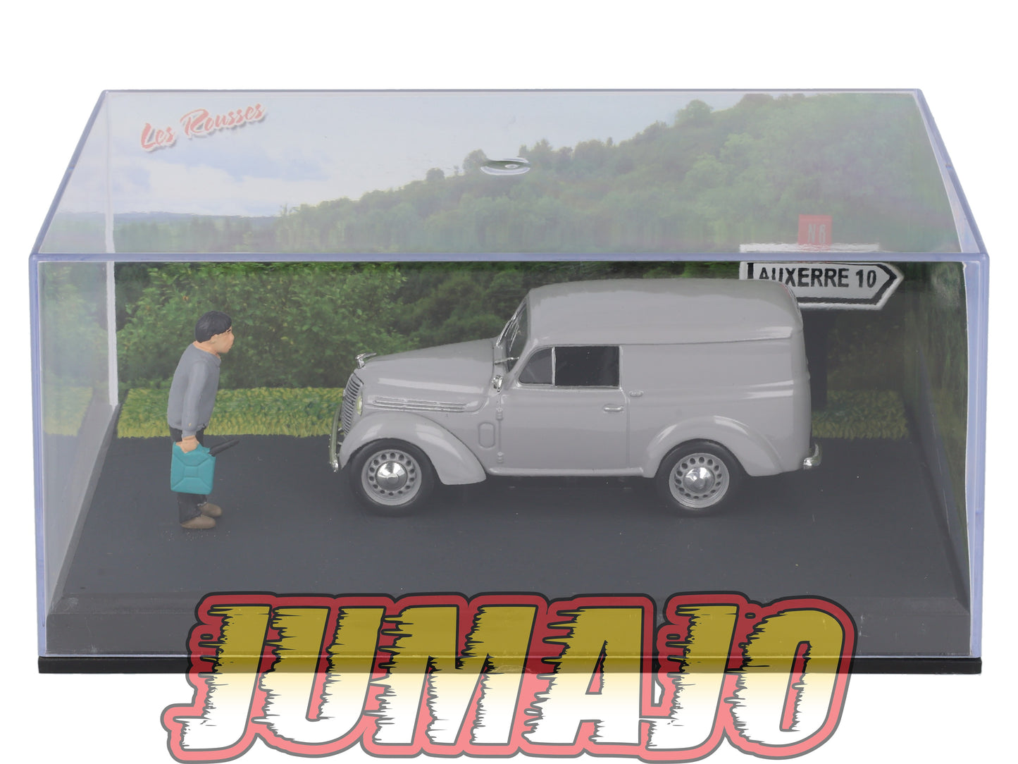 NB74 Voiture IXO 1/43 Diorama Route bleue RENAULT Juvaquatre panne d'essence