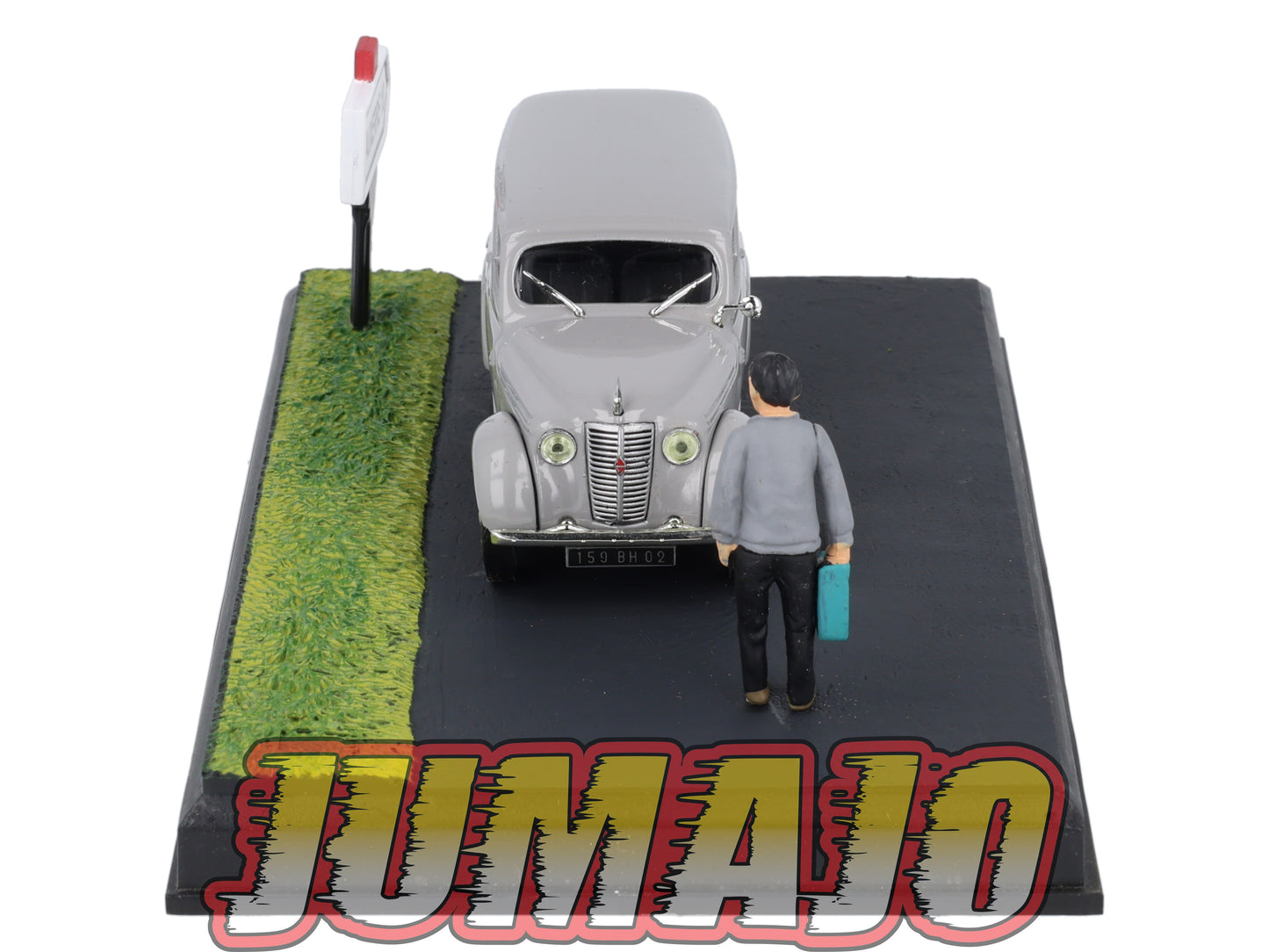 NB74 Voiture IXO 1/43 Diorama Route bleue RENAULT Juvaquatre panne d'essence