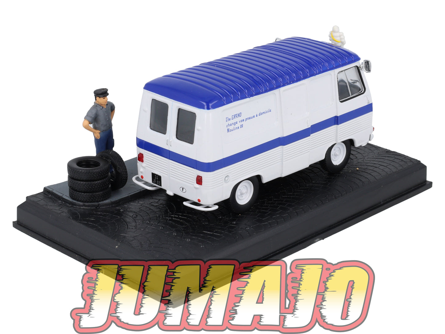 NB75 Voiture IXO 1/43 Diorama Route bleue PEUGEOT J7 Michelin La livraison de pneus