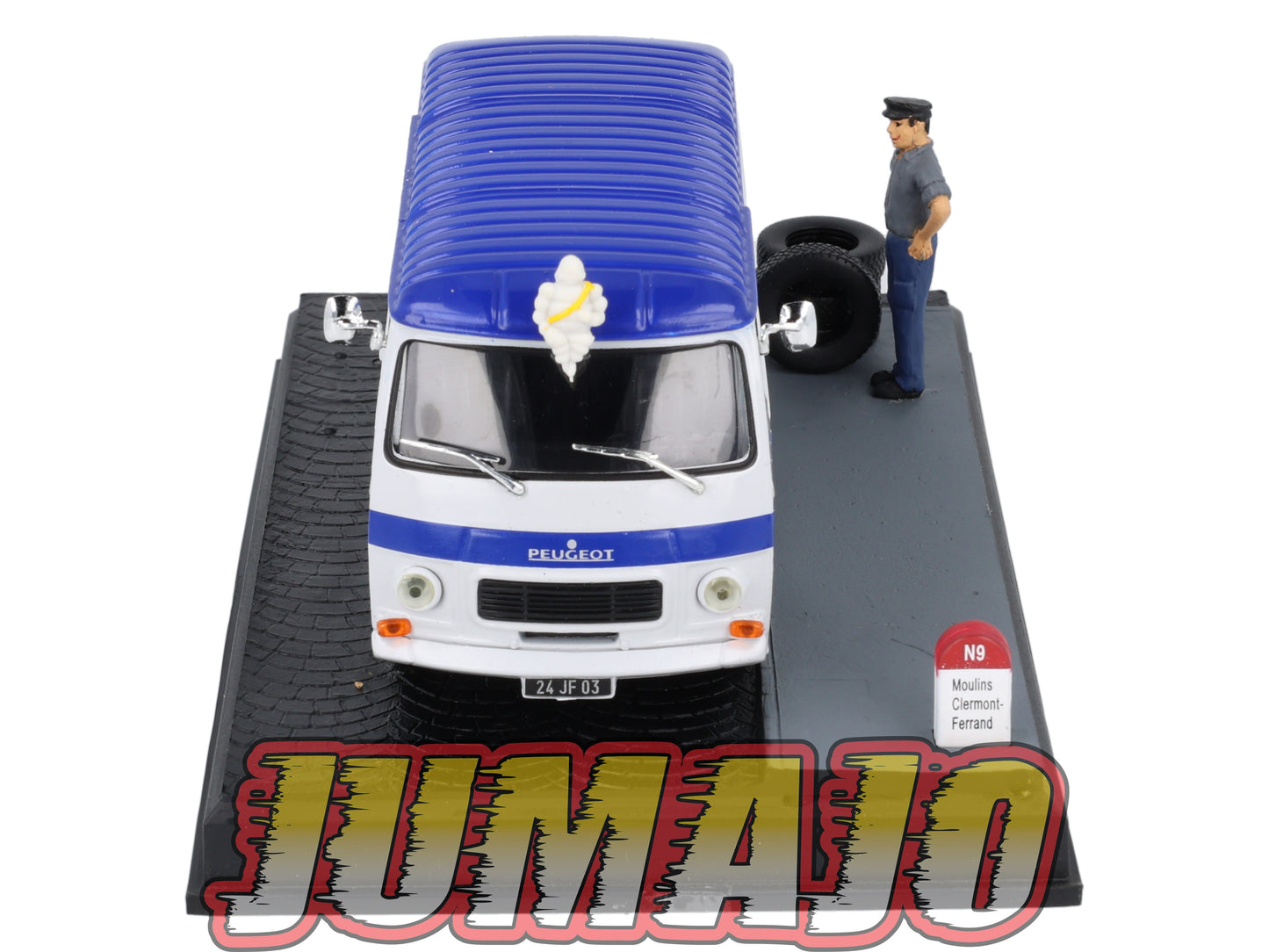 NB75 Voiture IXO 1/43 Diorama Route bleue PEUGEOT J7 Michelin La livraison de pneus