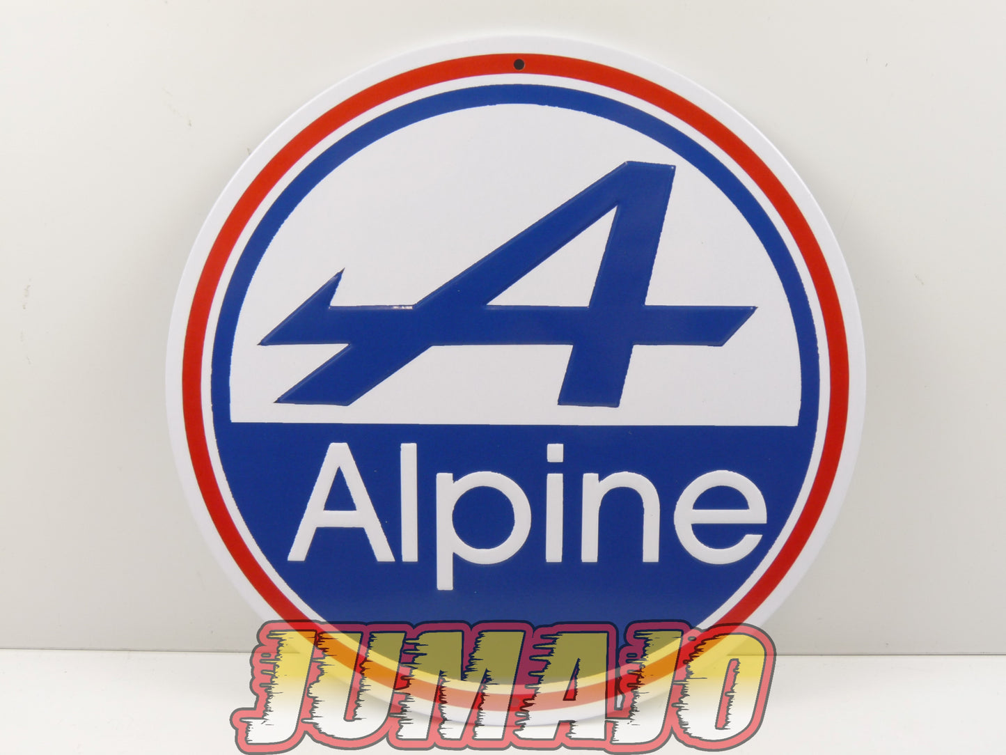 Lot de 4 PLAQUES PUBLICITAIRE tôlée embossée 20x30cm rond 20cm Renault Alpine Gordini