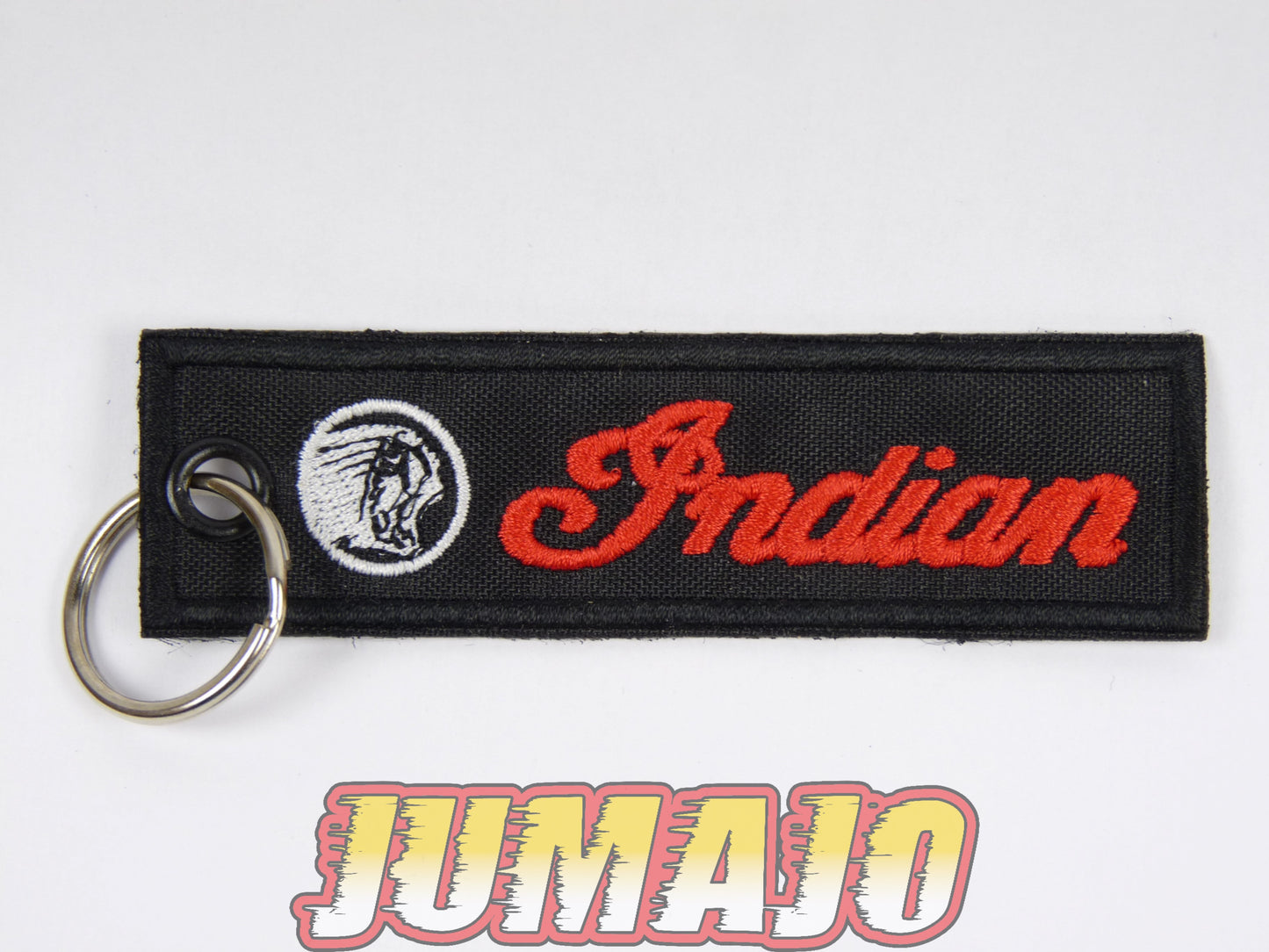PC24 PORTE CLEF moto Broderie tissu environ 10,2cm x 2,8cm : Indian