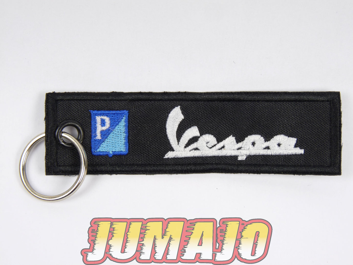 PC28 PORTE CLEF moto Broderie tissu environ 10,2cm x 2,8cm : Vespa