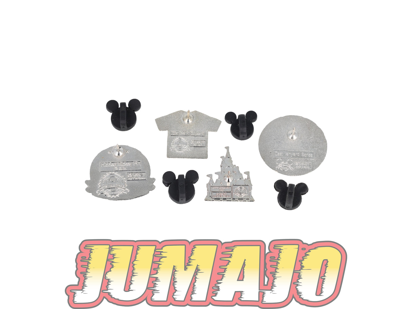 PSD40 Lot de 4 PIN'S Disney 3cm Hidden Mickey 2011 2012 : Fée clochette t-shirt & château