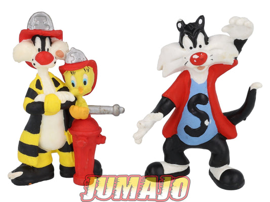 PVC15 Lot 2 figurines PVC WARNER BROS 8cm Sylvestre & titi Sylvester pompier